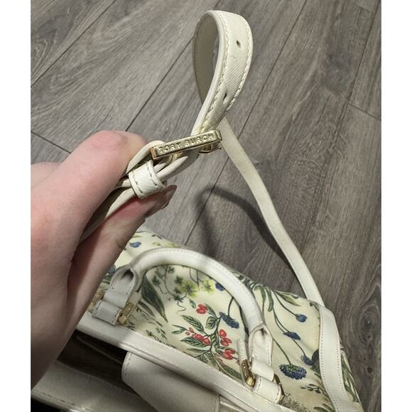 Tory Burch watercolor botanical print Robinson canvas triangle tote handbag - Picture 9 of 9